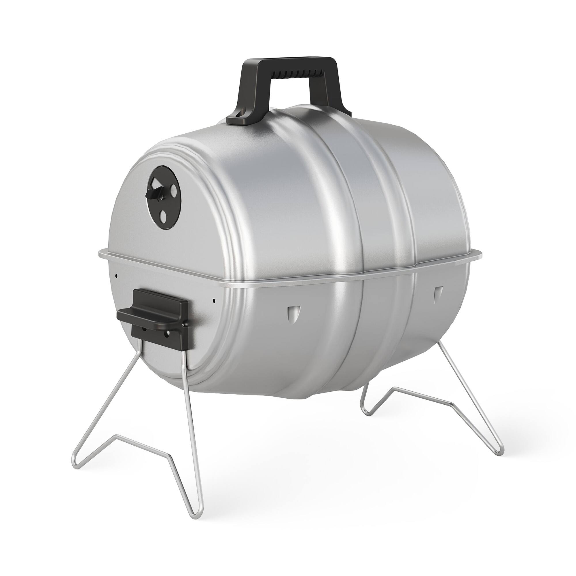 Front. Americana Grills - Americana Grills Keg A Que Charcoal BBQ Portable Grill, 186 Square Inch, Silver.