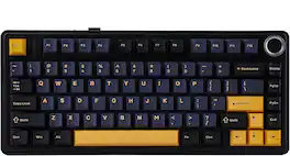 AULA - F75 81-Key Wireless Hot Swappable Mechanical Gaming Keyboard, RGB, Knob, 4000 mAH Battery, Normal/ Patterned Keycap - Black Dark blue Orange