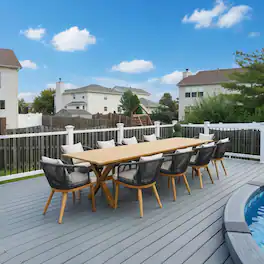 PURPLE LEAF - 7/9/11-Pieces Patio Dining Set Wicker Outdoor Furniture Table and Chairs Set for Garden Teak-Finish Aluminum Frame Set - Teak-Rectangular-11 Pcs