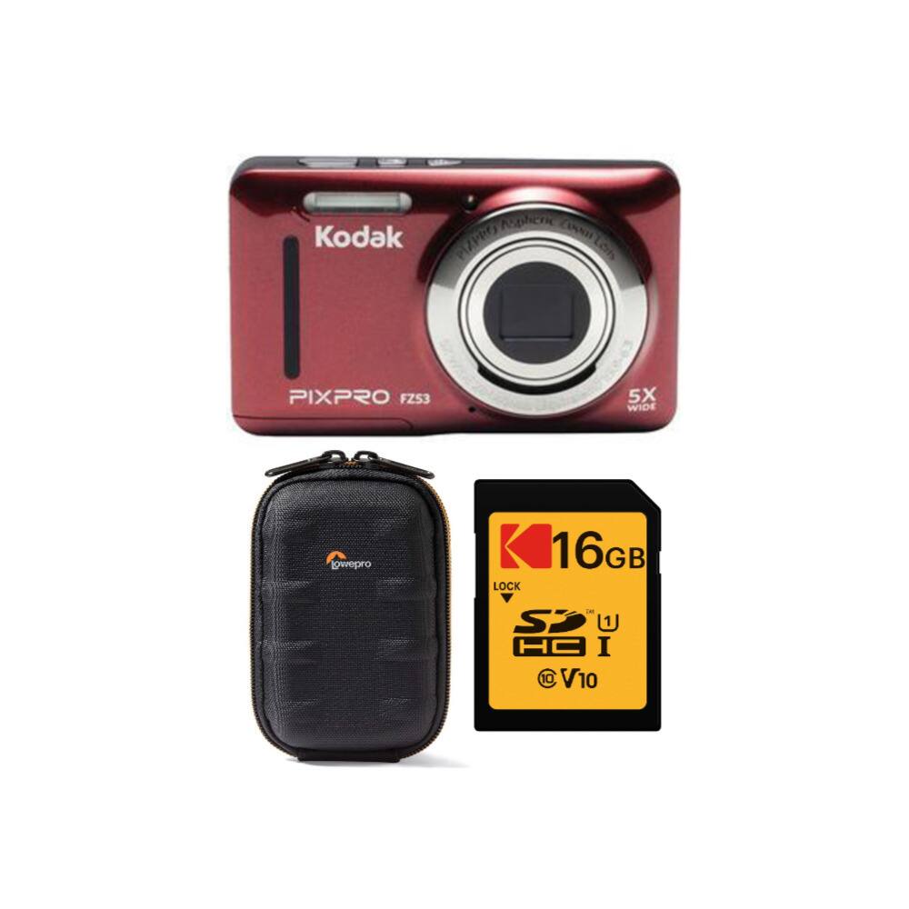 Kodak - PIXPRO Friendly Zoom FZ53 Digital Camera with Case and Memory Card - Red