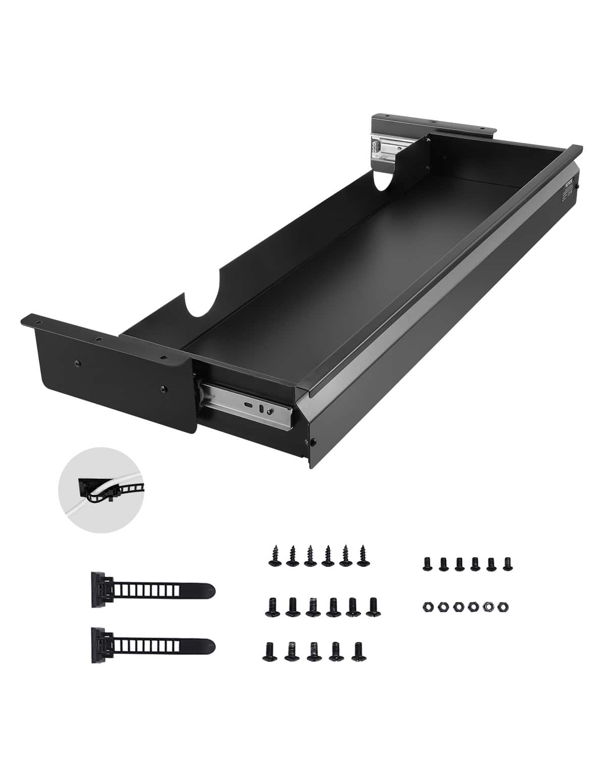 VEVOR - 33" Wide Under Desk Drawer Slide Out, Under Desk Mounted Pull-out Drawer Attachment, Hidden Desktop Storage Organizer - Black