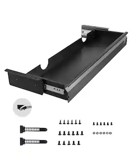 VEVOR - 33" Wide Under Desk Drawer Slide Out, Under Desk Mounted Pull-out Drawer Attachment, Hidden Desktop Storage Organizer - Black