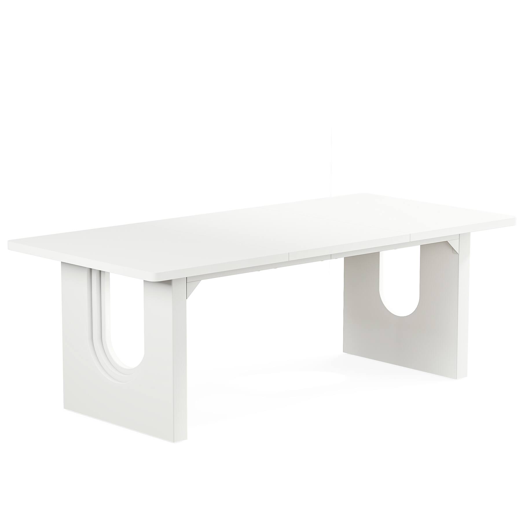 Angle. APRILSOUL - Modern 71in Rectangular Table for 6-8 People Large White Kitchen Table with Wooden Pedestal Base for Room or Office - White.