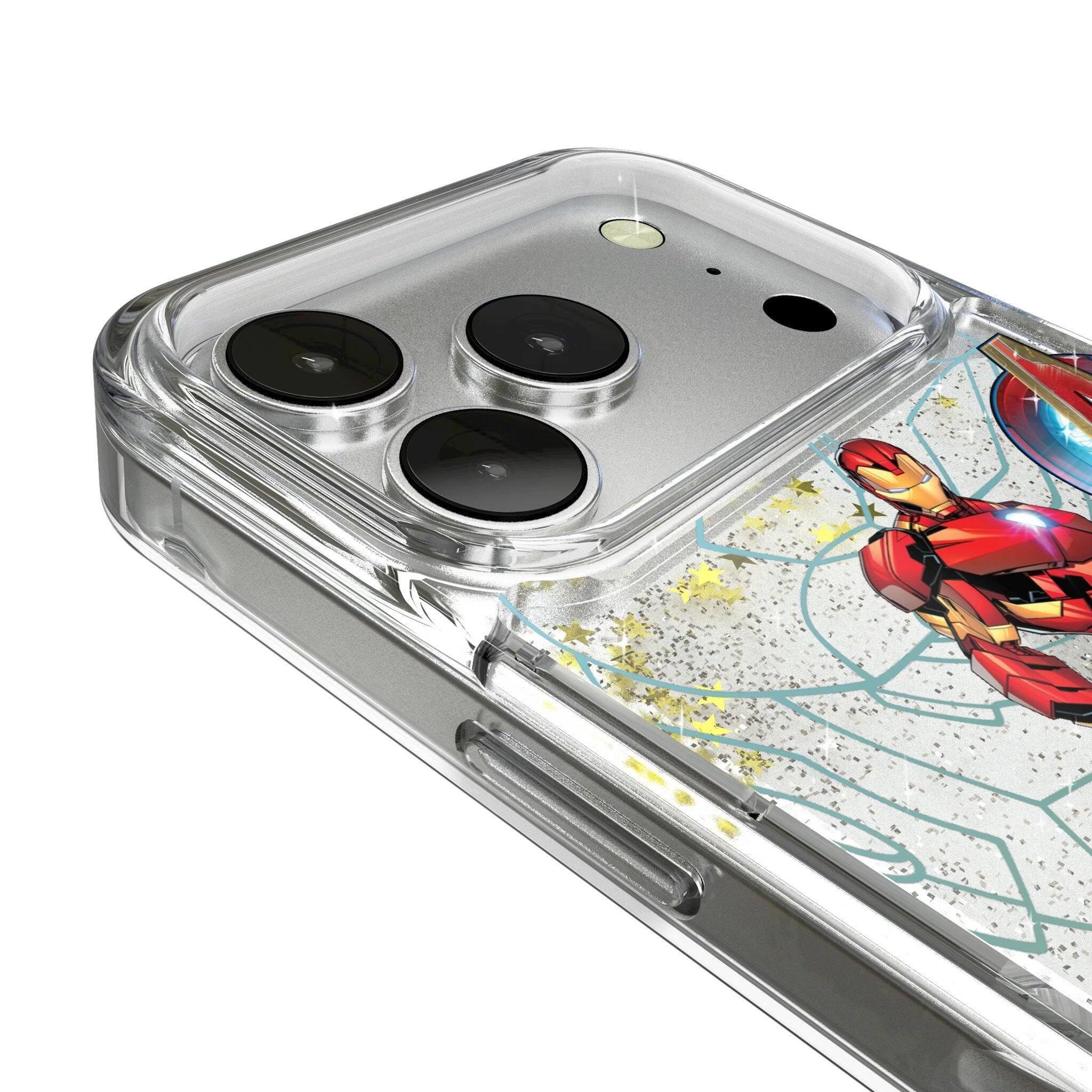 Left. Keyscaper - Marvel MechLine Glitter Phone Case - Apple iPhone 17 Pro Max - Iron Man.