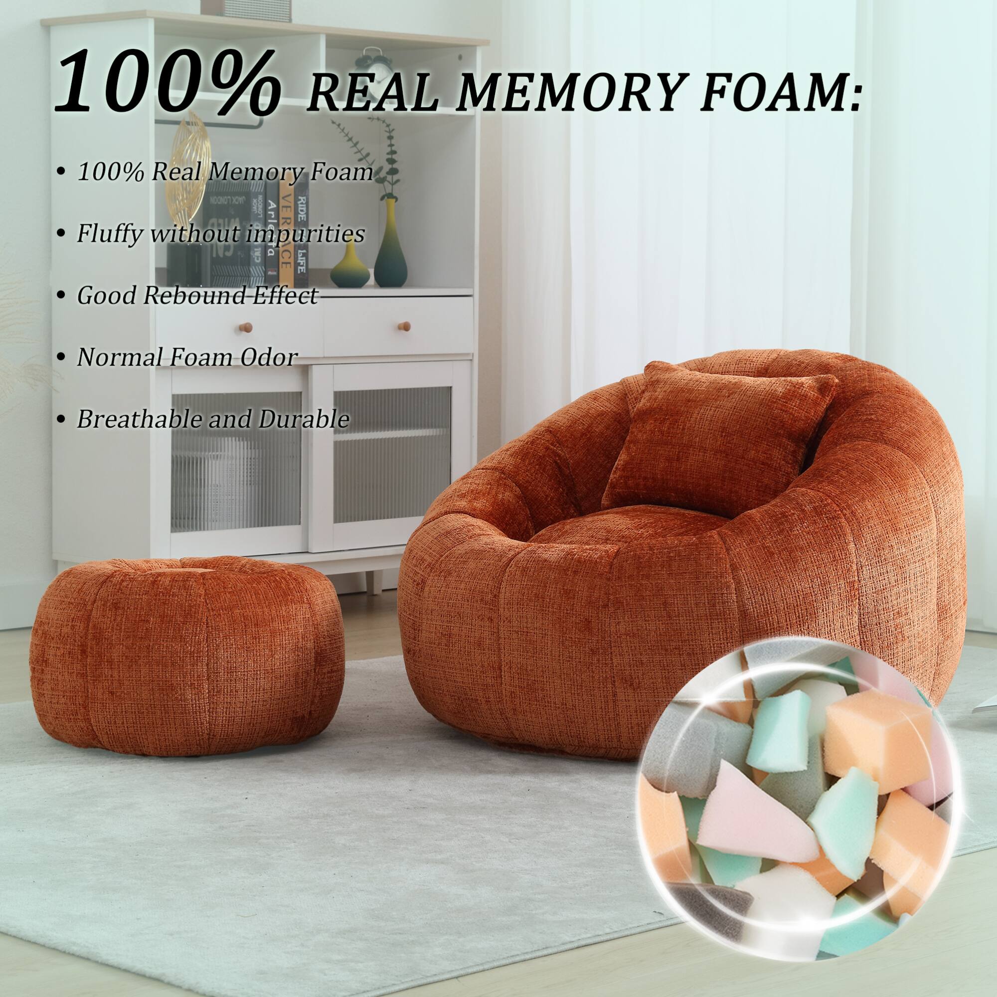 100% REAL MEMORY FOAM:

- 100% Real Memory Foam
- Fluffy without impurities
- Good Rebound Effect
- Normal Foam Odor
- Breathable and Durable