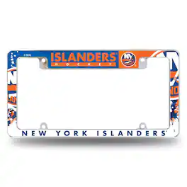 Rico Industries - New York Islanders NHL Chrome Metal License Plate Frame with Bold Full Frame Design - Multi