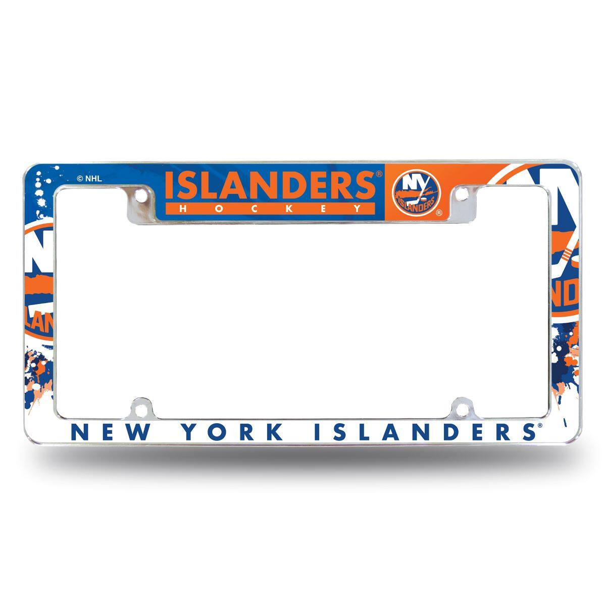 New York Islanders NHL Chrome Metal License Plate Frame with Bold Full Frame Design