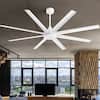 Front. Breezary - 72" Large Indoor Ceiling Fan with Remote, 8 ABS Blades, 6-Speed DC Motor, Timer, 7''/12''Downrods, Light/No Light Option - Matte White (Without Light).