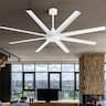 Breezary - 72" Large Indoor Ceiling Fan with Remote, 8 ABS Blades, 6-Speed DC Motor, Timer, 7''/12''Downrods, Light/No Light Option - Matte White (Without Light)