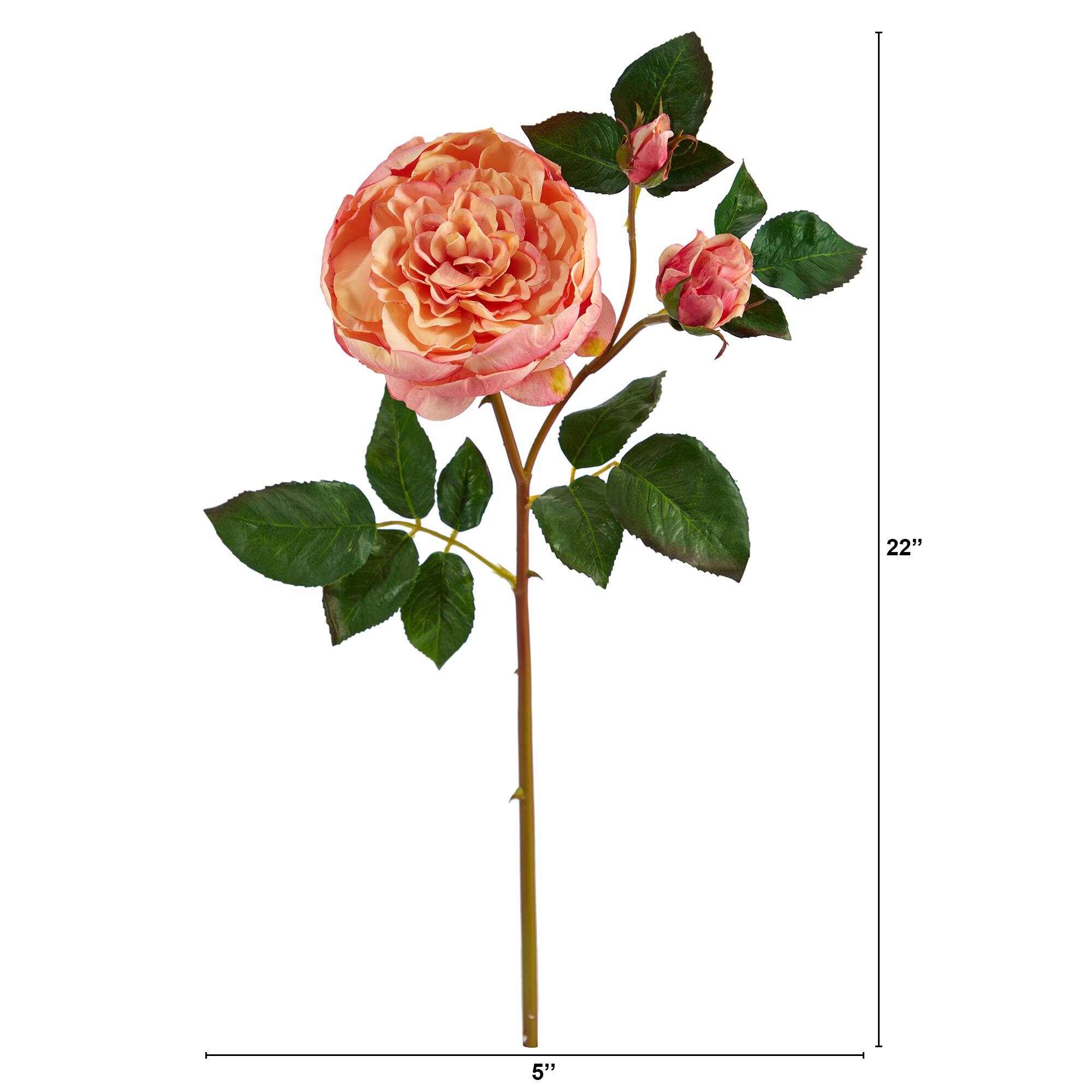 Angle. BreeBe - 22" Rose Artificial Flower (Set of 6) - Purple Cream.
