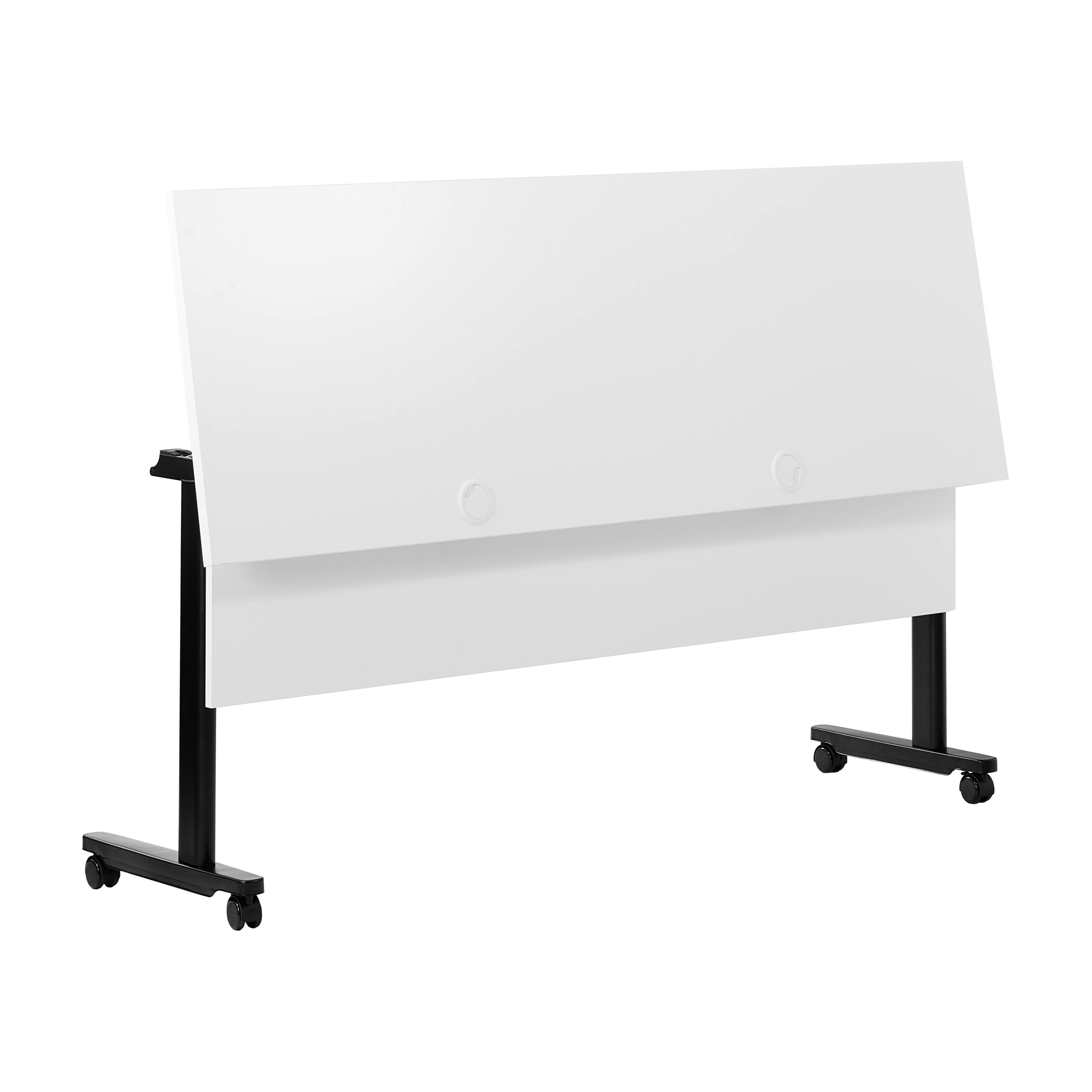 Alt View 8. Emma + Oliver - Hahn Heavy-Duty Flip Top Training Table with Nesting Design, Privacy Panel, T-Legs, Tabletop, Metal Frame - White Top/Black Frame.