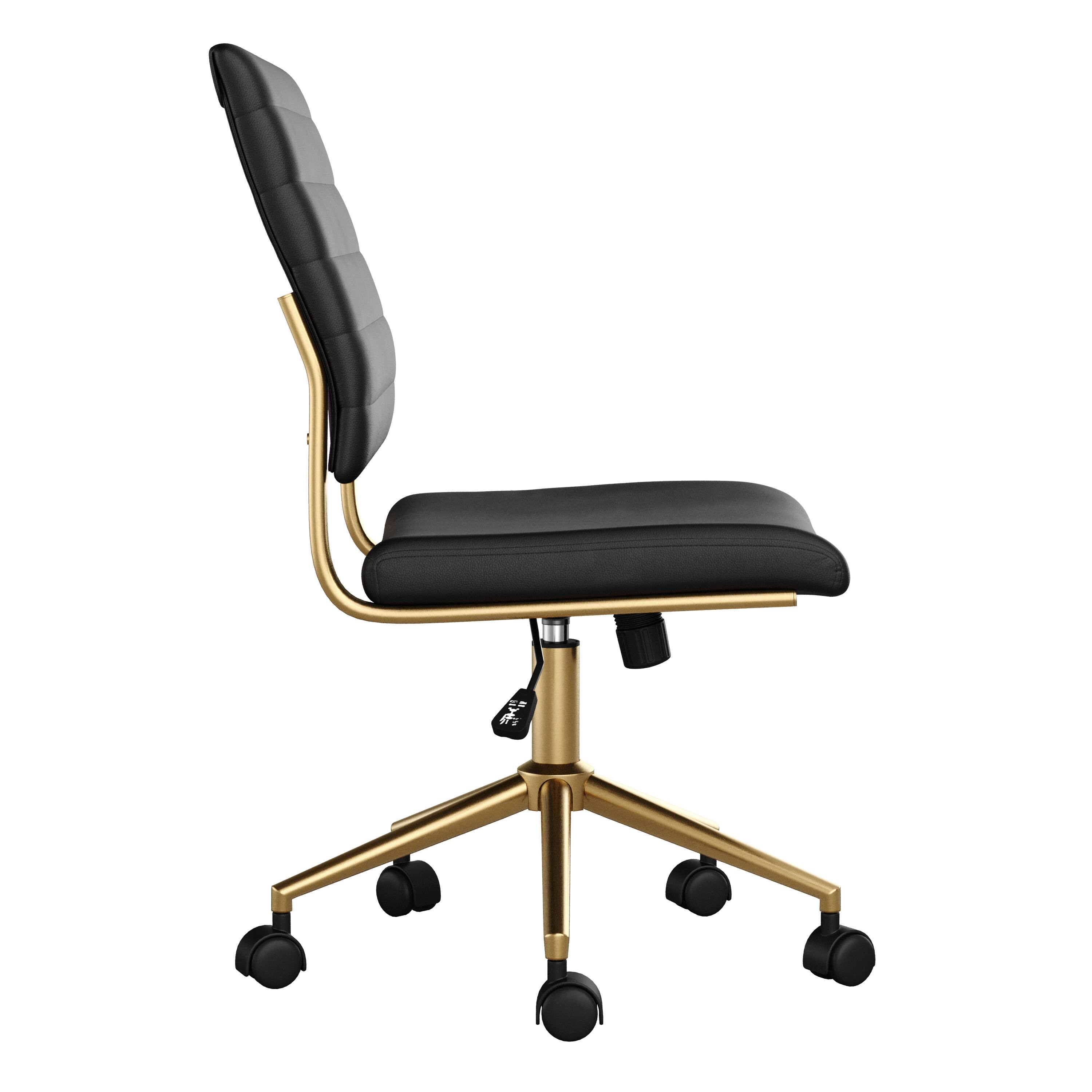 Alt View 20. Martha Stewart - Ivy Ribbed Faux Leather Office Chair - Black Faux Leather/Polished Brass.