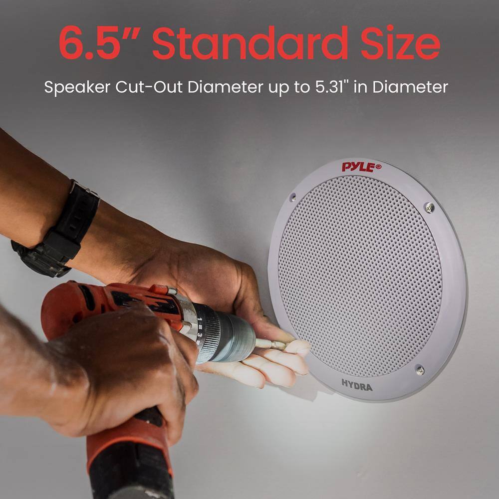 6.5" Standard Size  
Speaker Cut-Out Diameter up to 5.31" in Diameter  

PYLE  
HYDRA