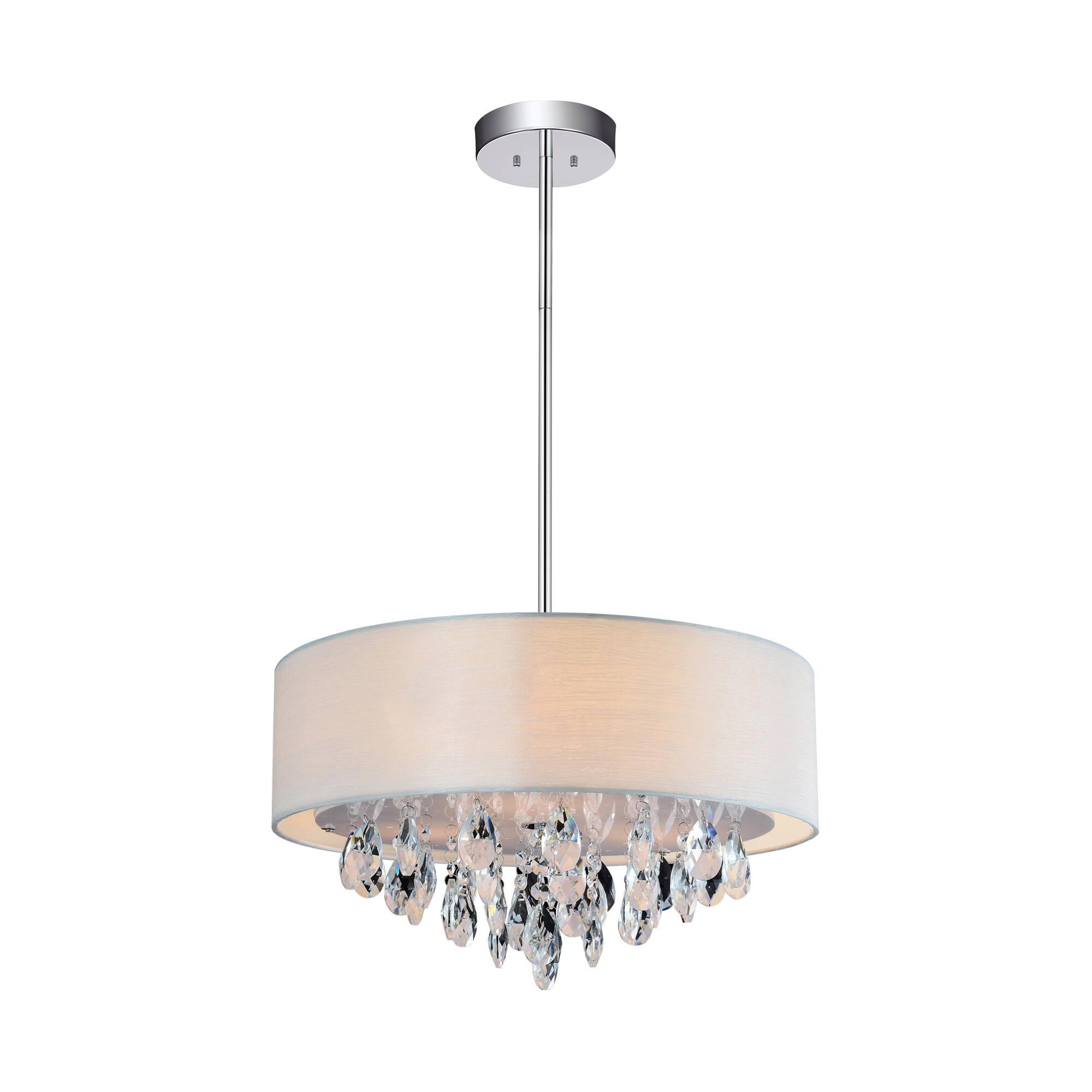 Front. CWI Lighting - Dash 3 Light Drum Shade Chandelier With Chrome Finish - Chrome.