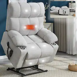 Ropilly - Dual Motor Power Lift Recliner, Oversized Lift Chair 350 LBS Capacity with Massage and Lumbar Heating - Beige