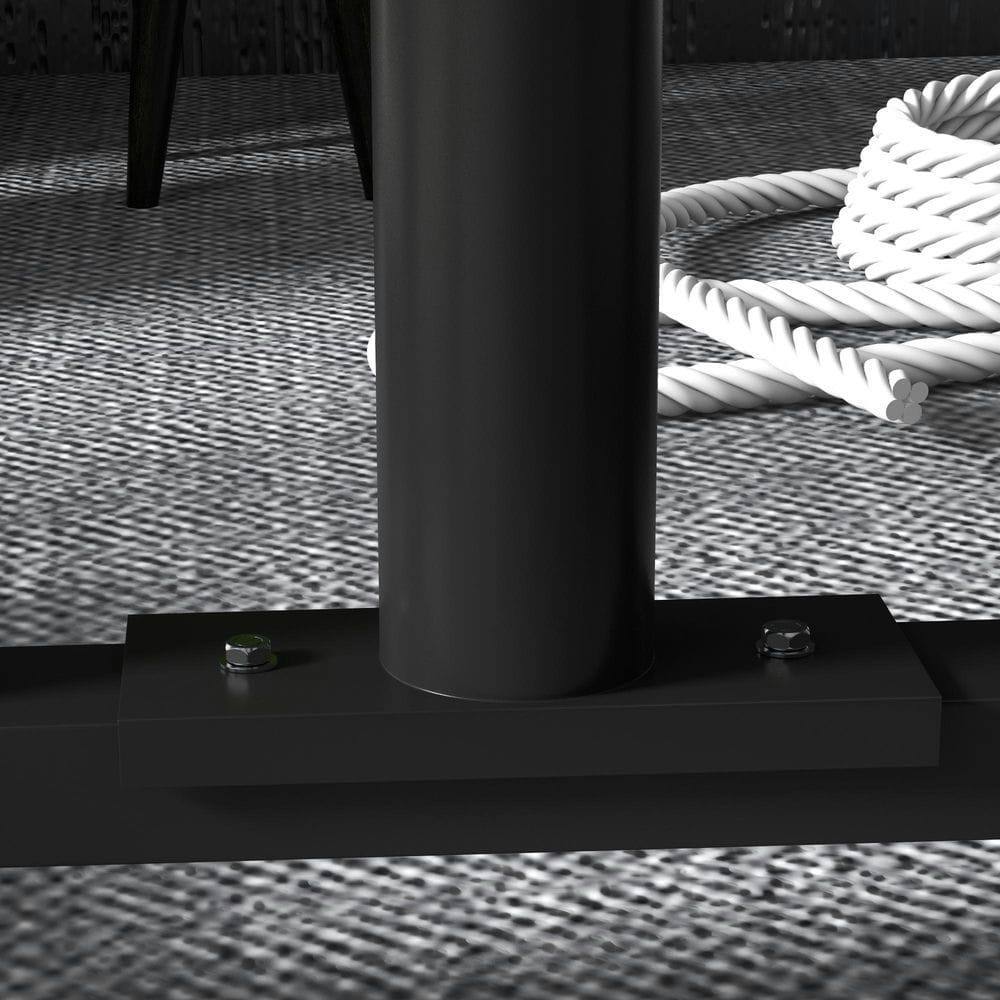 Angle. Resenkos - 4.6-Ft Kids Trampoline with Basketball Goal and Horizontal Bar - Blue - Pink.