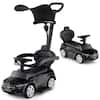 Front. Costway - Costway 3-in-1 Toddler Push Car w/Adjustable Canopy Under Seat Storage Realistic Sounds - Black.
