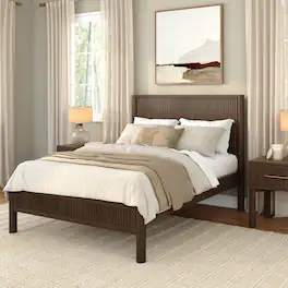 Plank+Beam - Sera Fluted Full Bed, Walnut - Walnut