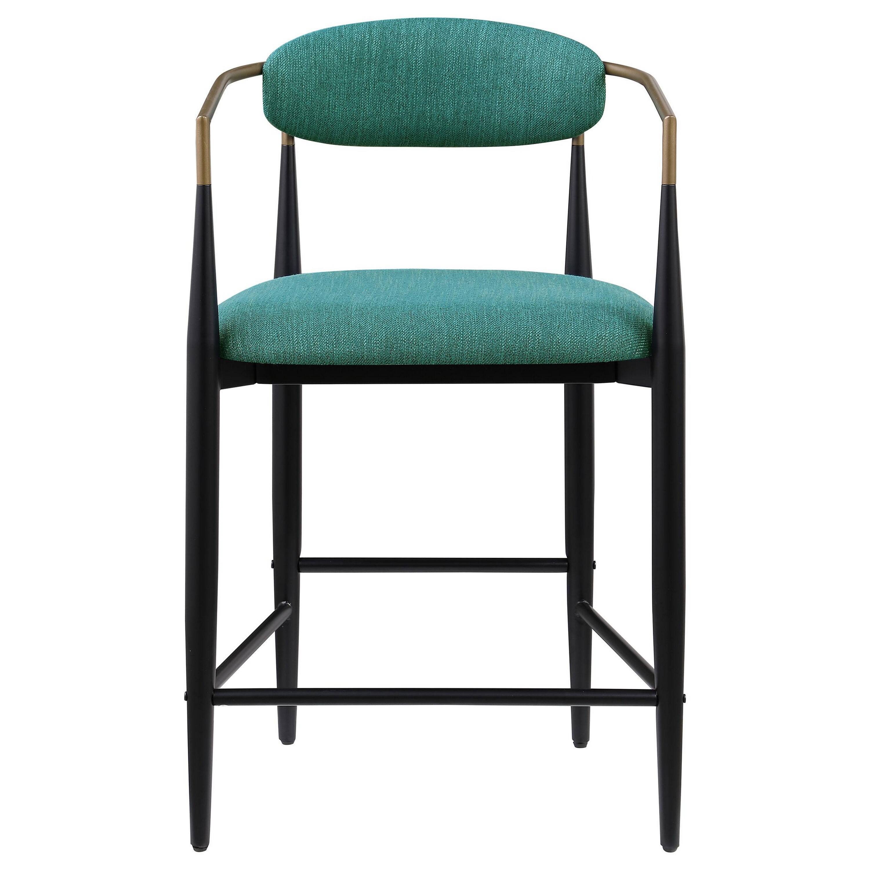 Alt View 2. Manhattan Lane - Tiara Counter Height Chair Set of 2, Teal Green, Black Metal 25 Inch - Teal Green, Gold, Black.