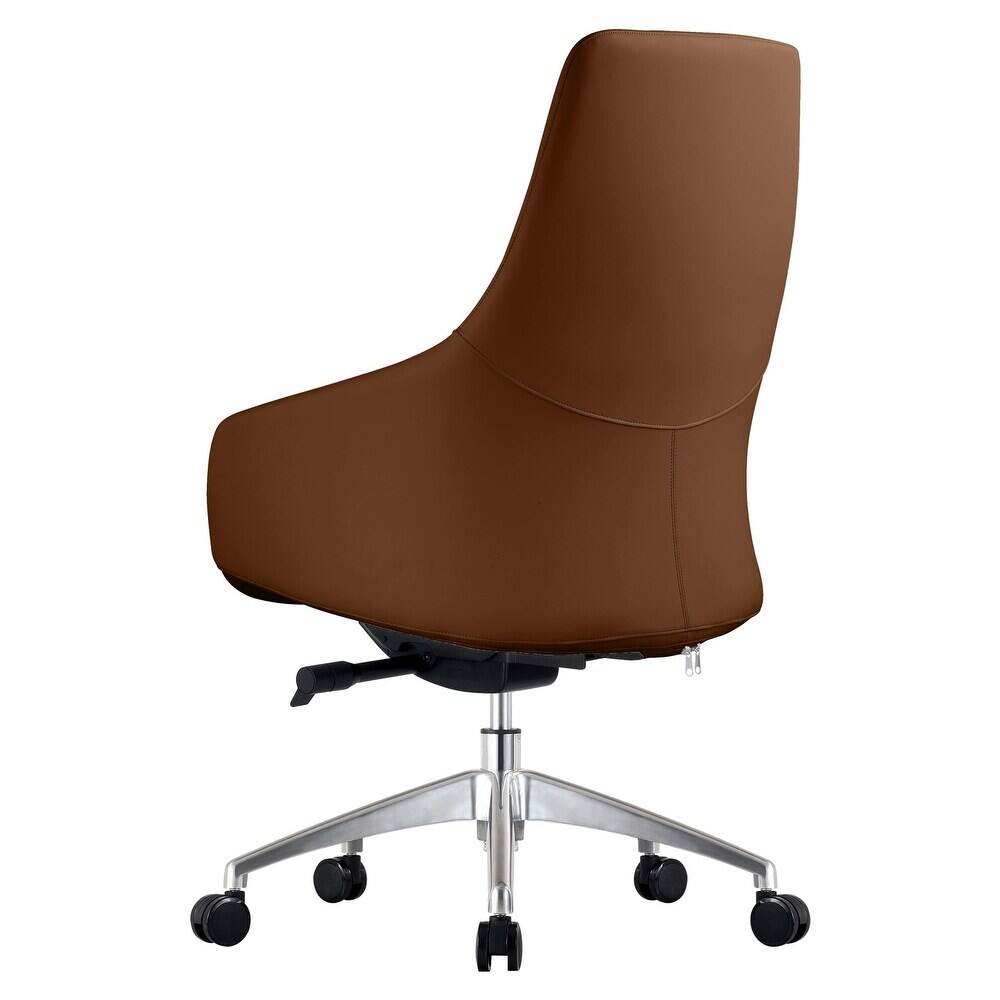 Alt View 2. LeisureMod - Celeste High-Back Office Chair - Modern Leather Upholstery, Adjustable Height, Swivel & Tilt Armrest Desk Chair - Dark Brown.