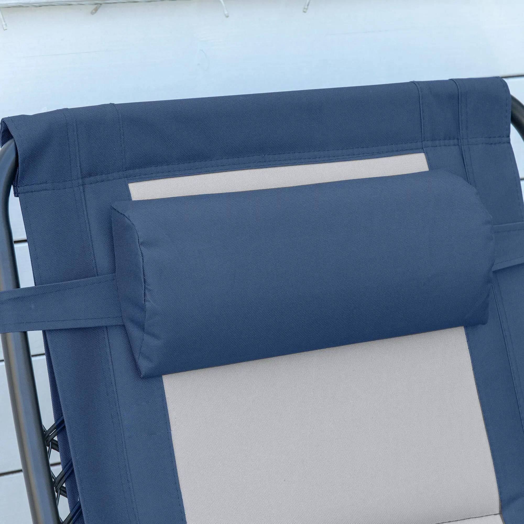 Back. Resenkos - Resenkos Foldable Outdoor Lounge Chair With Footrest, Oversized Padded Zero Gravity Lounge Chair With Headrest, Blue - Blue.