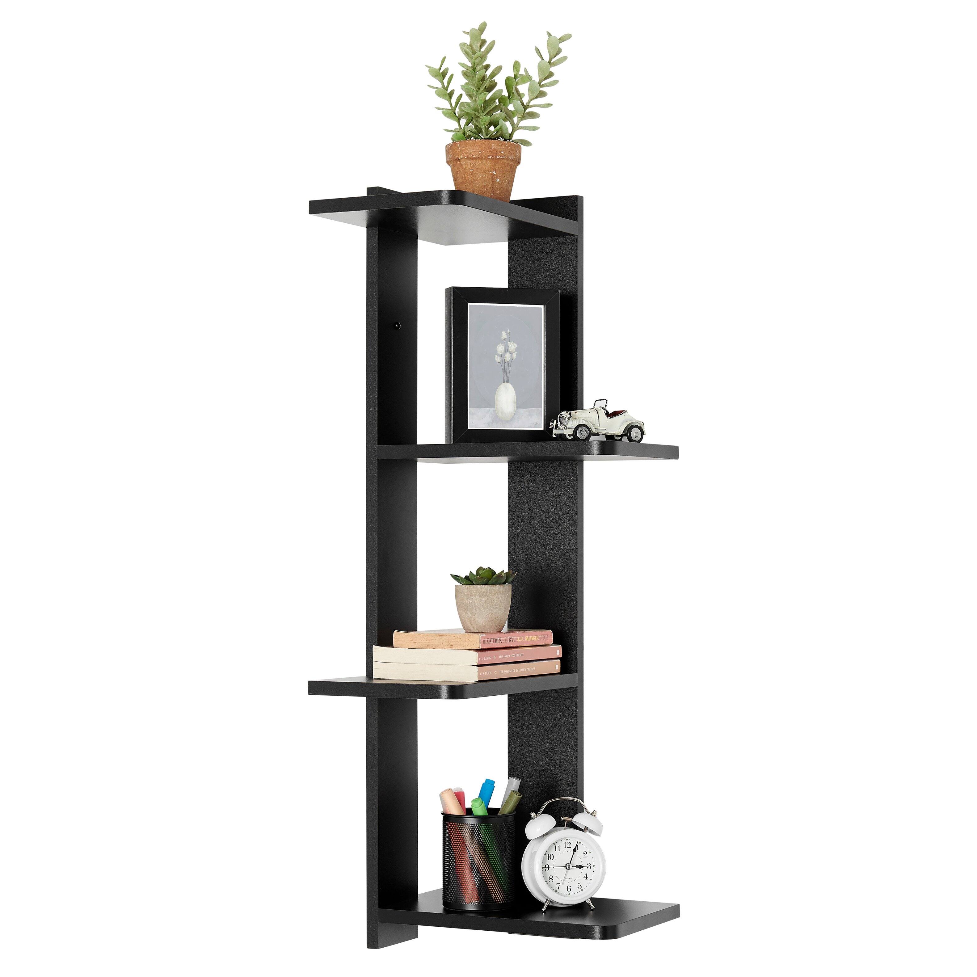 Alt View 7. Danya B - Alvar Corner 4-Tier Floating Ledge Column Wall Shelf - Black - Black.
