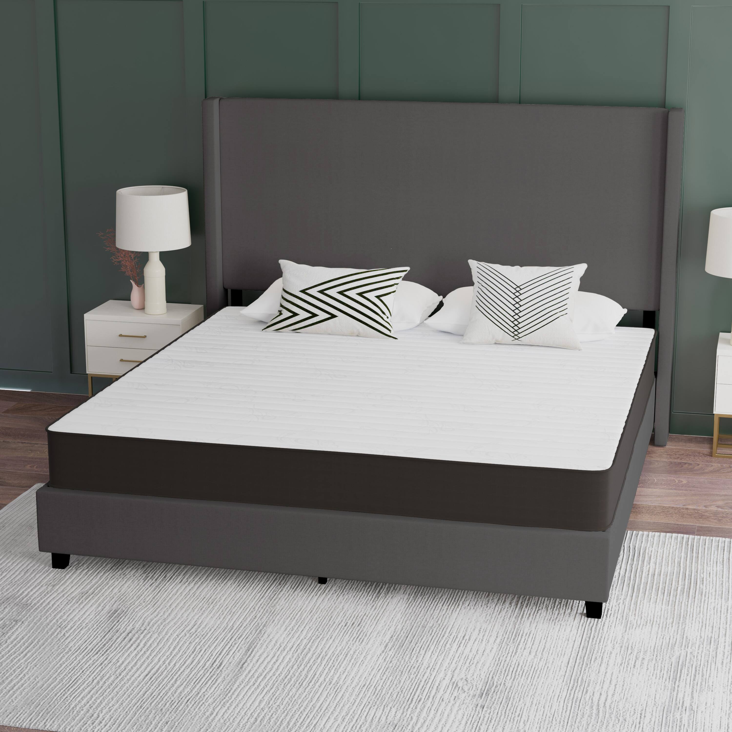 Alt View 5. Emma + Oliver - Medium Firm Hybrid Innerspring Mattress in a Box with Knit Fabric Top - Gray.