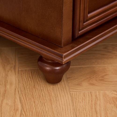 Alt View 4. LUCKY ONE - 22.9" Mid Century Nightstand with Charging Station 2 Drawers USB - Walnut.