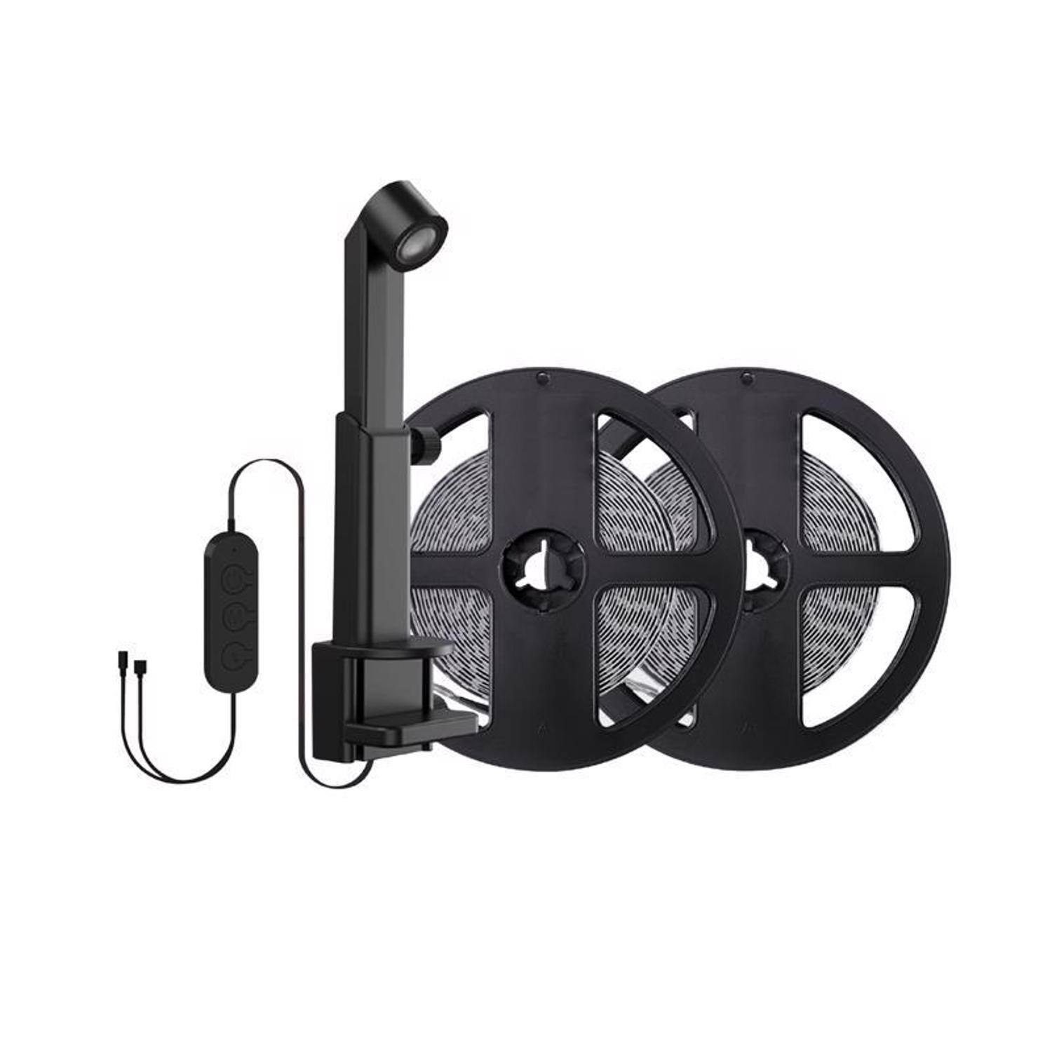 Left. FEIT ELECTRIC - Feit 138 in. L Color Changing Plug-In LED Smart-Enabled Light Strip 1 pk.