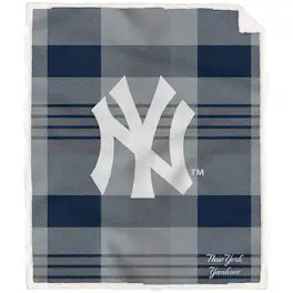 Pegasus - New York Yankees 60" x 70" Plaid Steel Royal Plush Sherpa Blanket - Multicolor