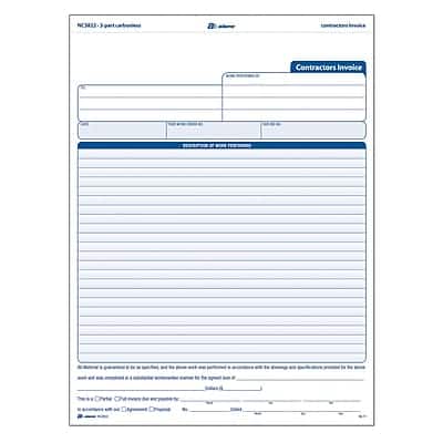 "Adams - 3-Part Carbonless Contractors Invoice Forms, 8.5""W x 11.44""L, 100/Pack (ABF NC3822) - White" price history on PriceWatchPro