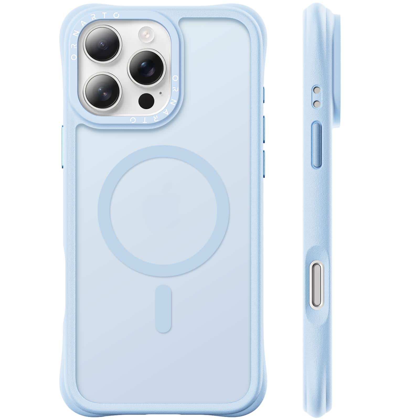 Front. Ornarto - ORNARTO Magnetic for iPhone 16 Pro Case 6.3", Compatible with MagSafe | Slim Translucent Matte Cover-Baby Blue - Baby Blue.