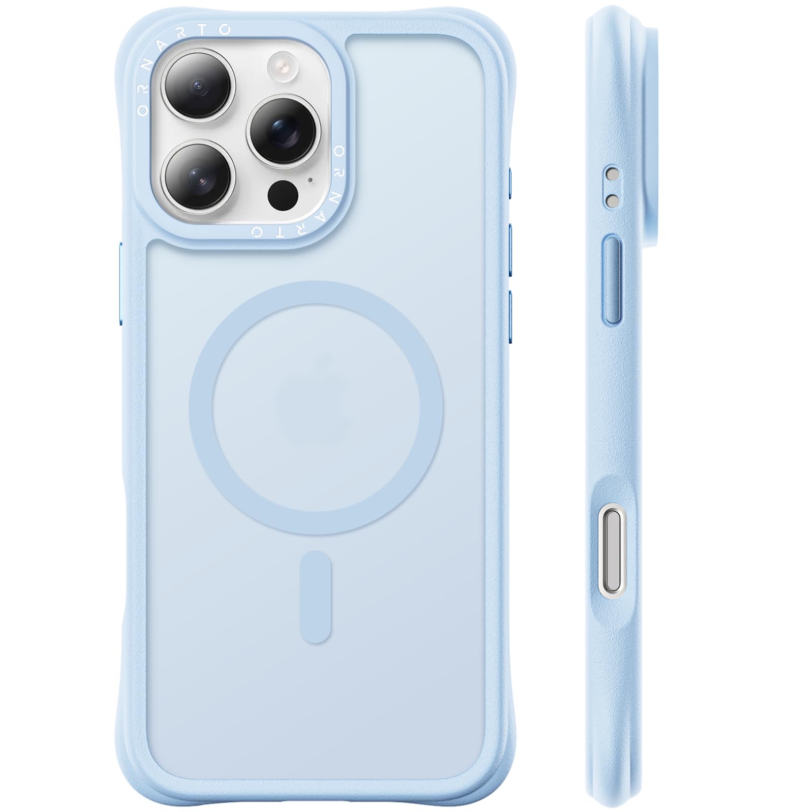 Front. Ornarto - ORNARTO Magnetic for iPhone 16 Pro Case 6.3", Compatible with MagSafe | Slim Translucent Matte Cover-Baby Blue - Baby Blue.