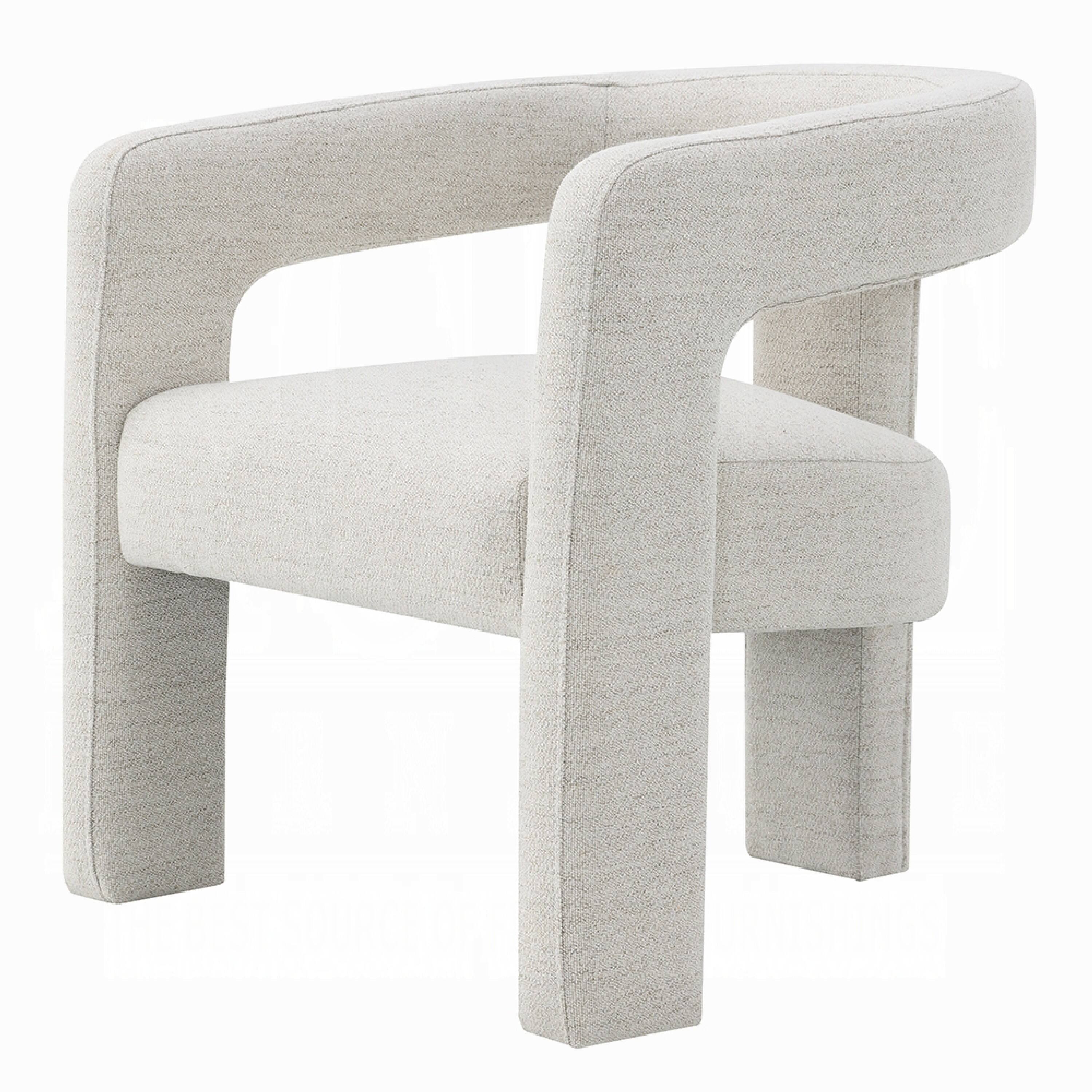 Alt View 2. Manhattan Lane - Side Dining Chair Set of 2, Textured Off White Boucle, Curved Back - Off White.