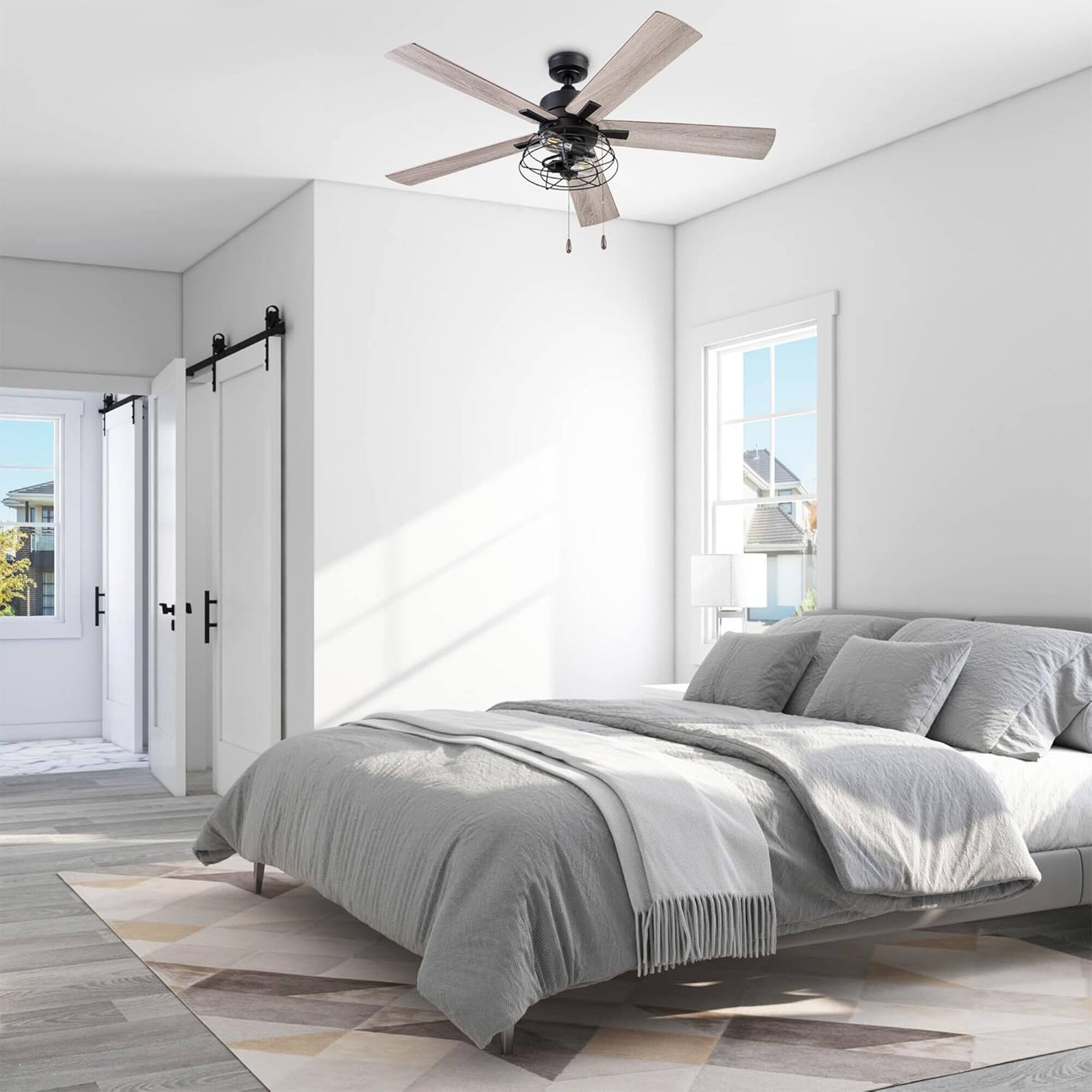 Alt View 8. Prominence Home - Prominence Home Marshall 52 Inch Industrial Ceiling Fan, Pull Chain, Matte Black - Matte Black.