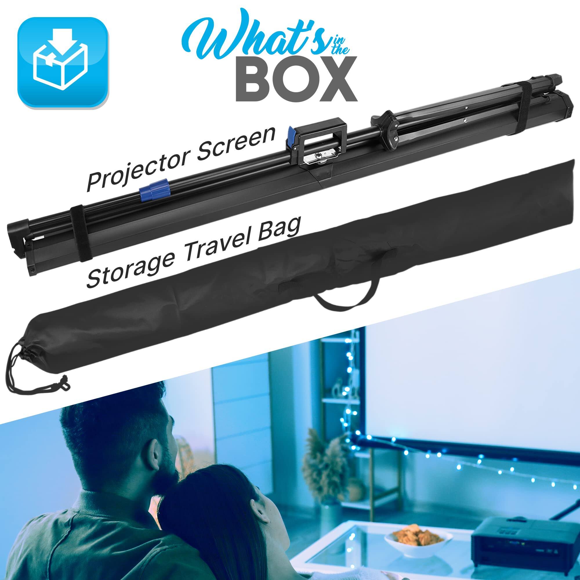What's in the BOX  
Projector Screen  
Storage Travel Bag