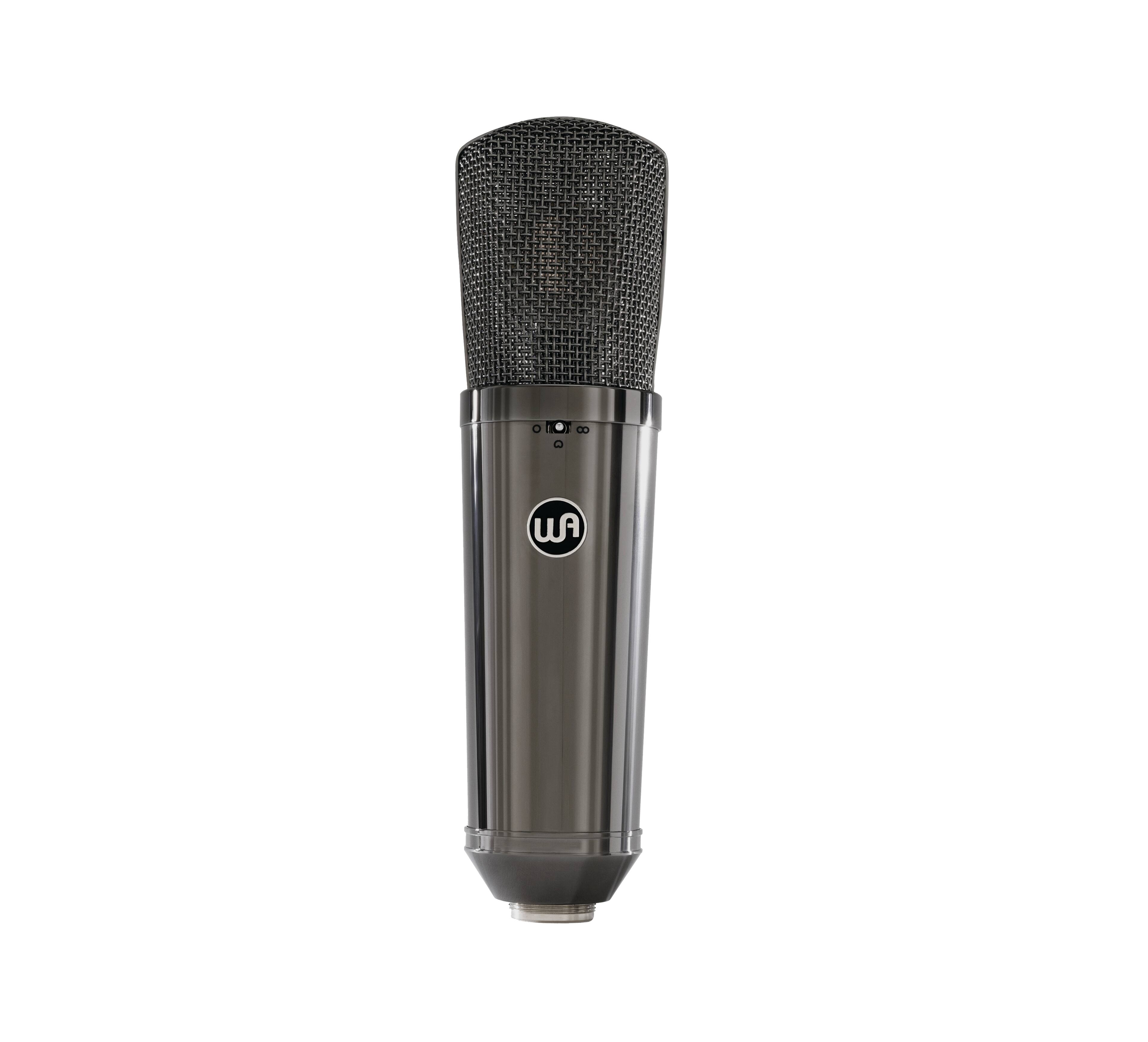 Front. Warm Audio - Large-Diaphragm Condenser Microphone with 3 Switchable Polar Pattern, Highpass Filter and Mic Mounts, Stereo Pair - Limited Titanium-Style Finish.