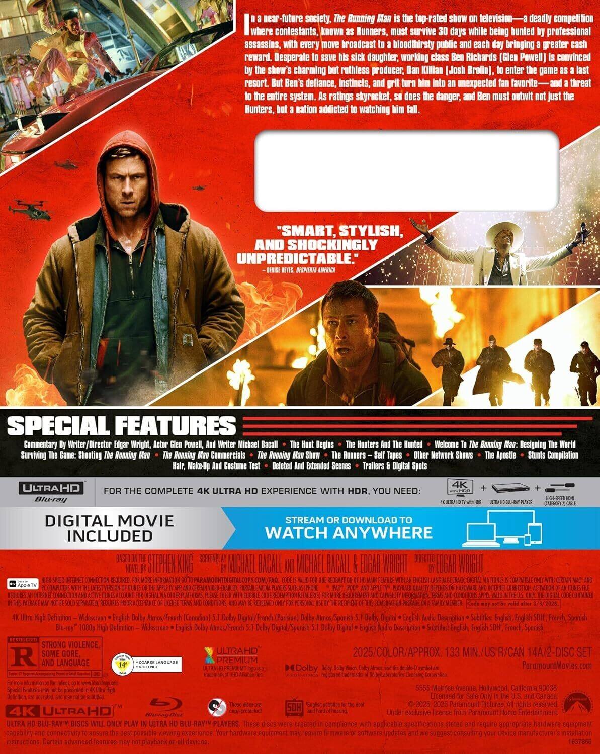 Alt View 1. The Running Man   - 4K Blu-Ray.