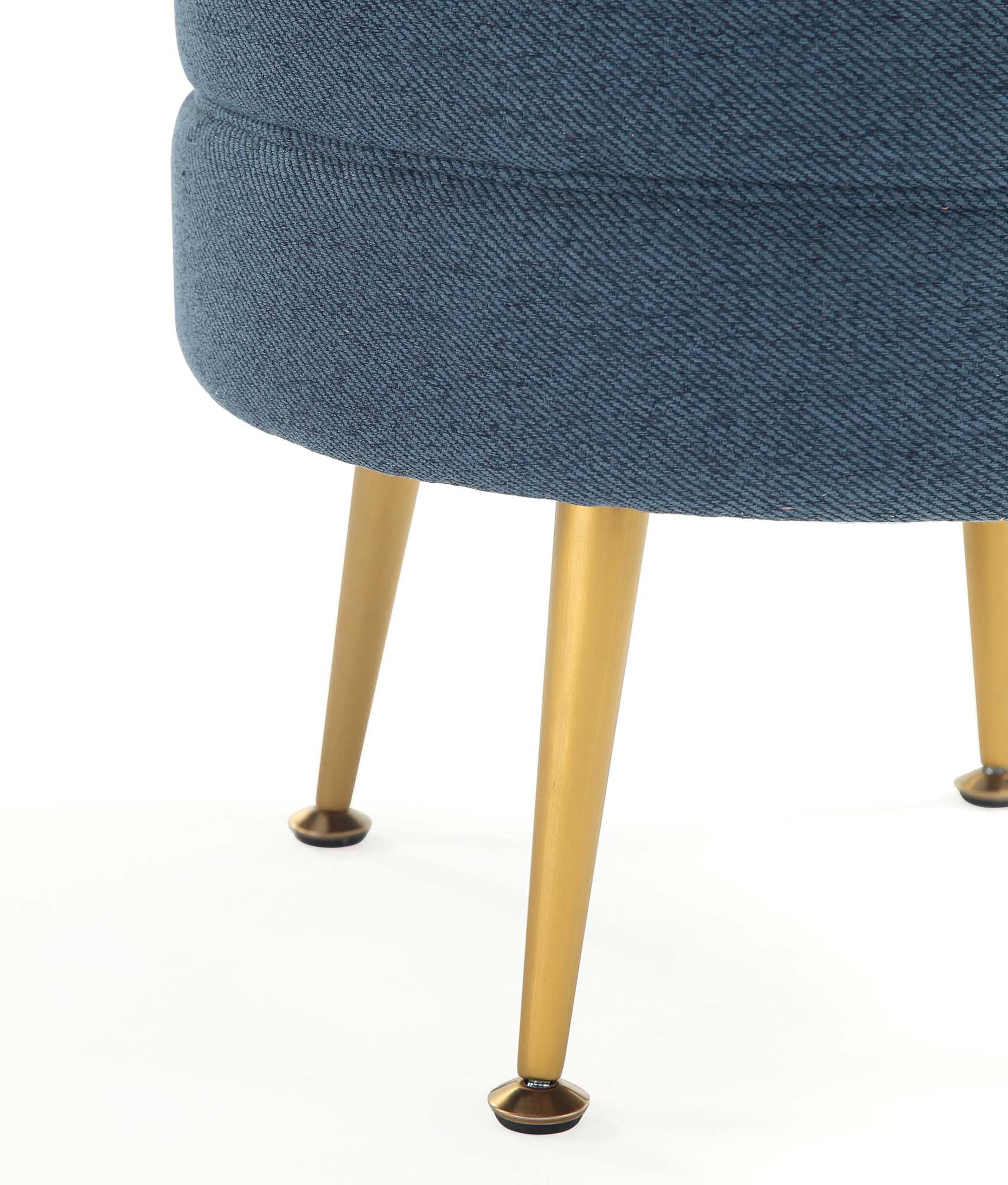 Alt View 1. Manhattan Comfort - Bailey Mid-Century Modern Upholstered Accent Ottoman - Set of 2 - Blue.