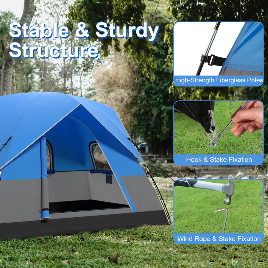 Costway Camping Tent for People Waterproof Windproof Family