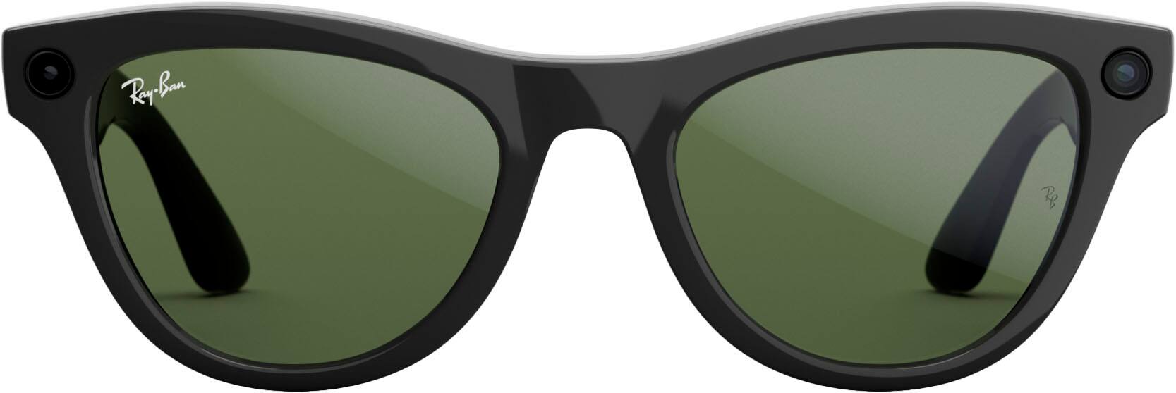 Alt View 6. Ray-Ban Meta - Skyler (Gen 1) glasses with Meta AI, Audio, Photo, Video Compatibility - Green Lenses - Shiny Black.