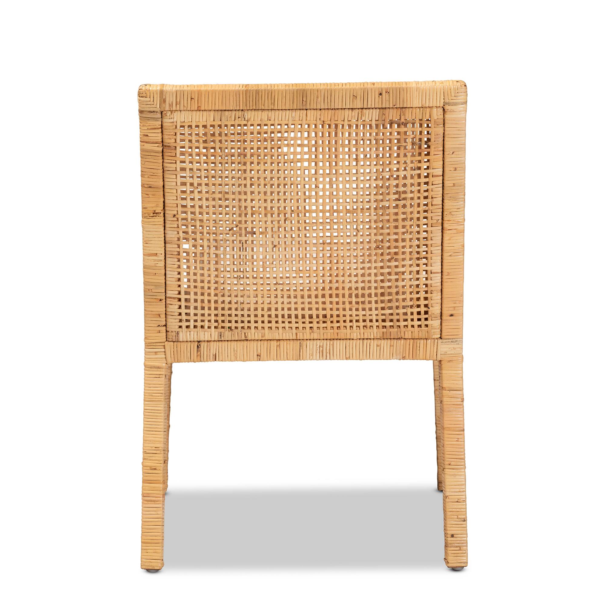Back. bali & pari - Karis Modern and Contemporary Natural Finished Wood and Rattan Dining Chair - Natural/White.