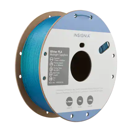 INSIGNIA Glitter PLA Midnight Sapphire
Diameter: 1.75mm ± 0.02mm
Printing Speed: Up to 300mm/s
Printing Temp: 190-230°C
Bed Temp: 25-60°C
Fan: On
Batch NO.: A7812152736
Compatible with Bambu Lab, Creality, Snapmaker, Elegoo, Anycubic, Prusa, Sovol, Qidi Tech, Research, Flashforge, and other 1.75mm FDM 3D Printers
1.75mm
1kg - 155g
DIAMETER NET WT. SPOOL WT.