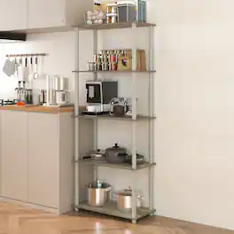 HOMLUX - 5-Tier 57.4" Open Shelf Bookcase Compact Storage Bookshelf for Living Room Bedroom Office - Sonoma Oak & White