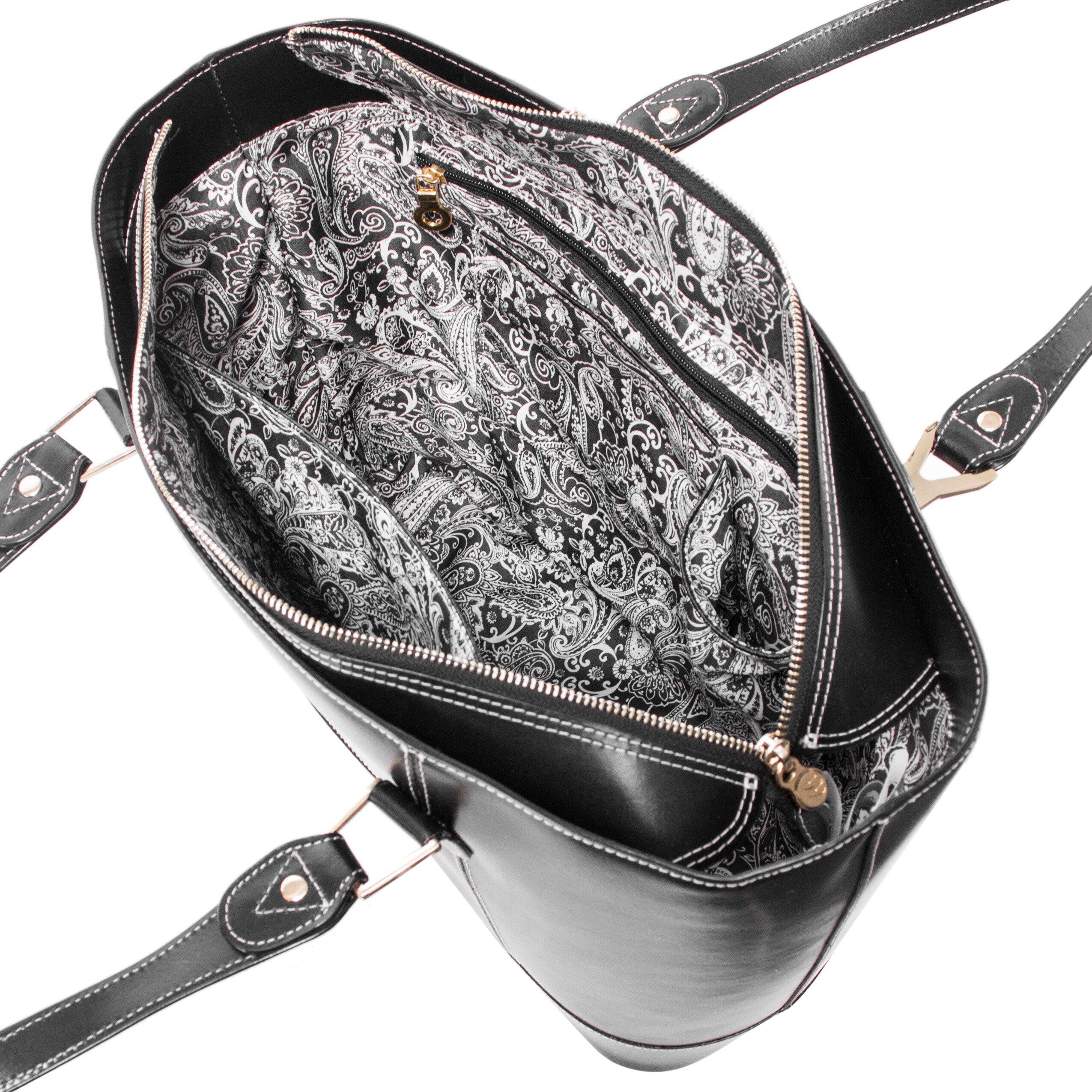 Alt View 4. McKleinUSA - Leather Ladies Tote Tablet Pocket Laptop Bag Lightweight Computer Briefcase Large Capacity Shoulder Bag - Black.