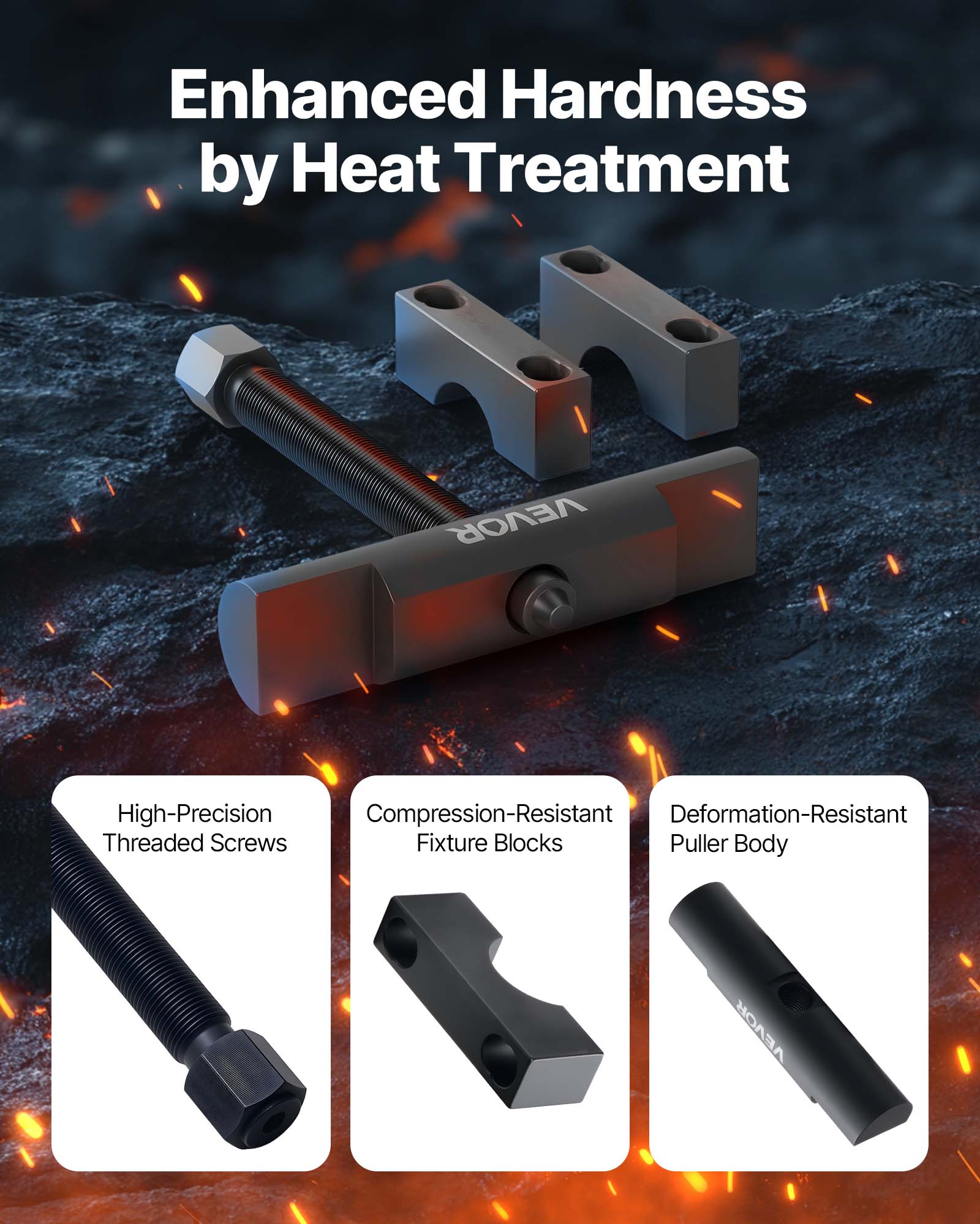 Enhanced Hardness by Heat Treatment

VEVOR High-Precision Compression-Resistant Deformation-Resistant Threaded Screws Fixture Blocks Puller Body