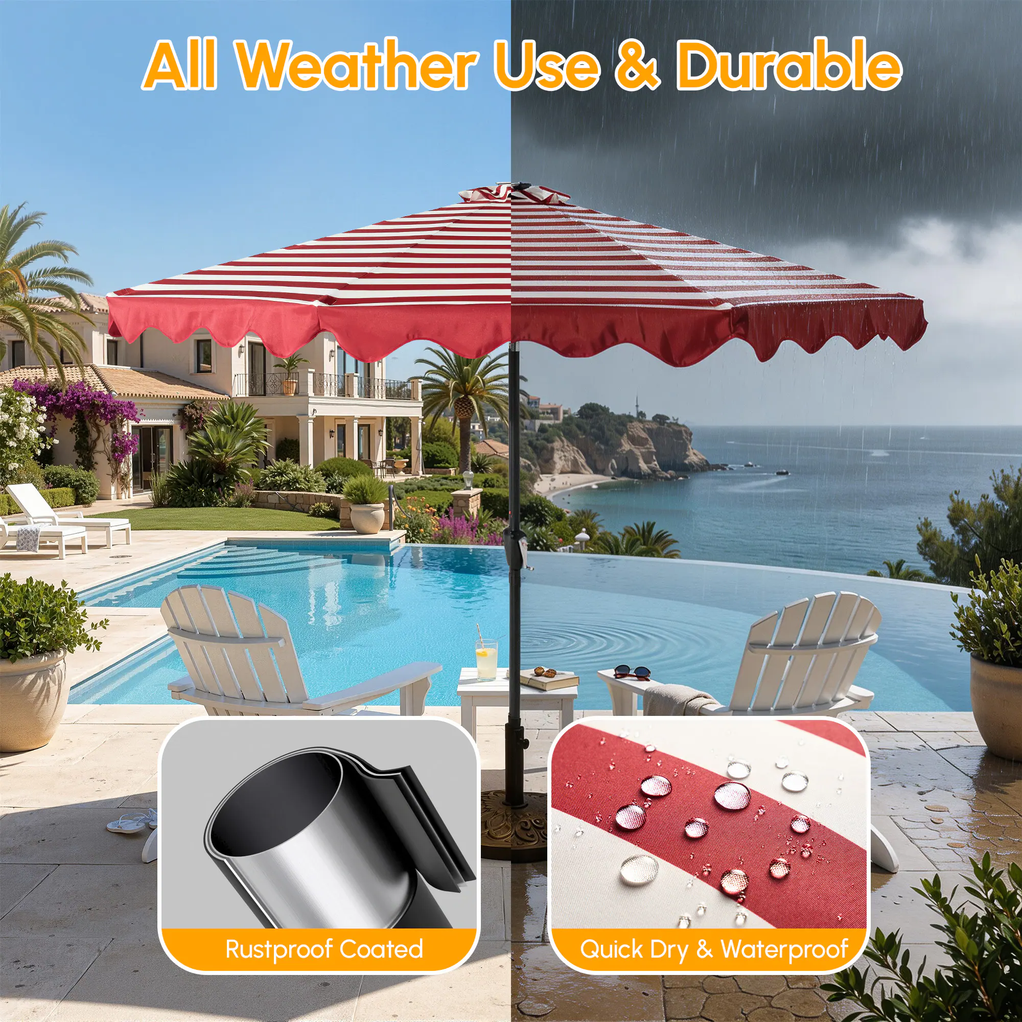 All Weather Use & Durable

Rustproof Coated

Quick Dry & Waterproof