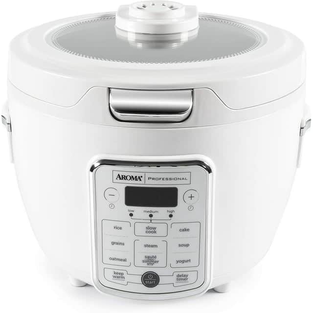 AROMA PROFESSIONAL

low medium high

rice slow cooker
grains steam
oatmeal saute simmer
cake soup
yogurt delay timer

keep warm start