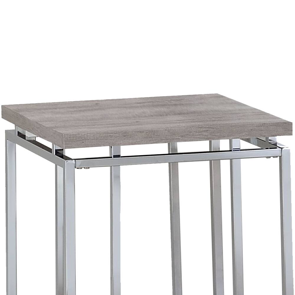 Alt View 2. Manhattan Lane - End Table with Rectangular Tabletop and Metal Legs - Silver and Brown.