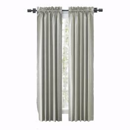 Ellis Curtain - Springfield Stripe Tailored 3" Rod Pocket Curtain Panel Pair with Ties 82" x 63" - Black